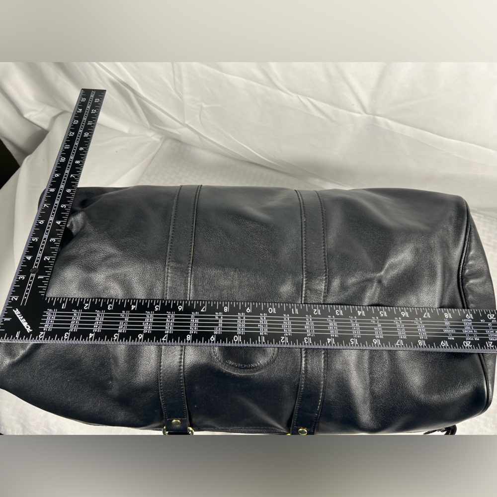 4903: Longchamp Le Foulonné Black Leather Weekender Duffel Travel Bag - Picture 16 of 16